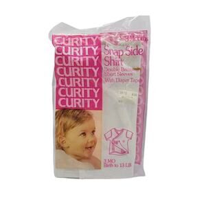 Vtg Curity White Snap Side Double Breasted Short Sleeve Shirt Size 3 month NIP